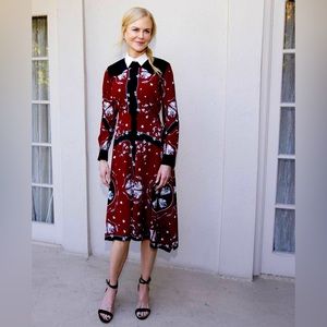 Sandro print long sleeve midi length dress